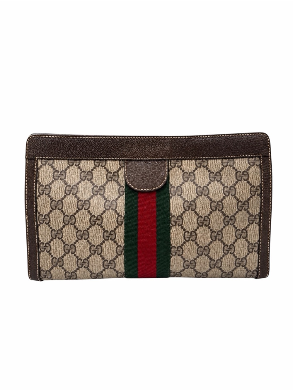 Authentic Gucci Vintage GG Supreme Web Stripe Clutch w/ Box